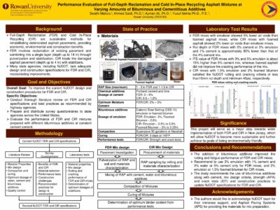 Poster - Performance Evaluation of Full-Depth Reclamation and Cold In-Place Recycling Asphalt Mixtures at Varying Amounts of Bituminous and Cementitious Additives