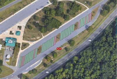 Satellite imagery of the parking lot with data from the sensors overlaid