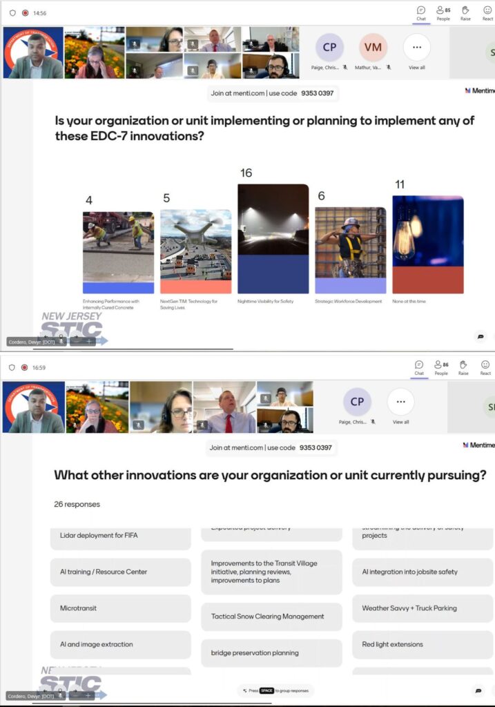 Two screenshots of the Mentimeter engagement activity during the meeting