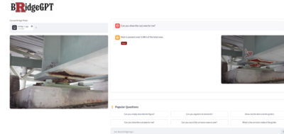 Demonstration of plain language request to identify rust on a bridge girder using the Bridge GPT AI-Enabled Structure Defect Detection Tool