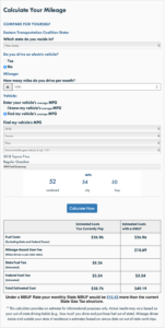 Hybrid mileage calculation for 1000 miles with 2018 toyota prius, they would pay $10.43 more under MBUF than the $38.76 they currently pay.